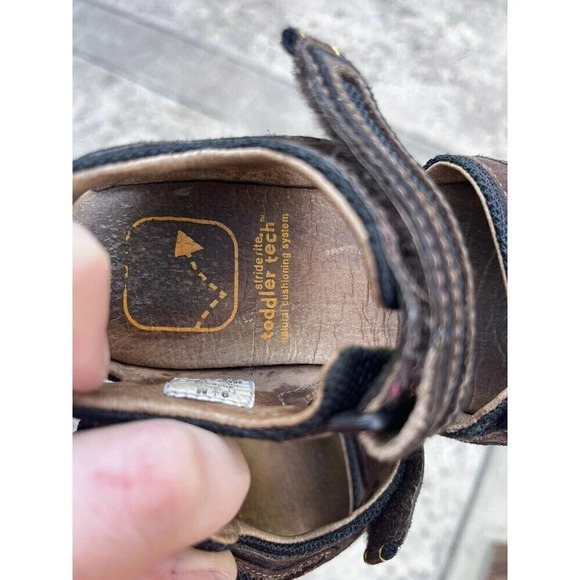 Stride Rite Brown Black Kids Sandals Hook And Loop Closure 9.5 - Picture 5 of 9